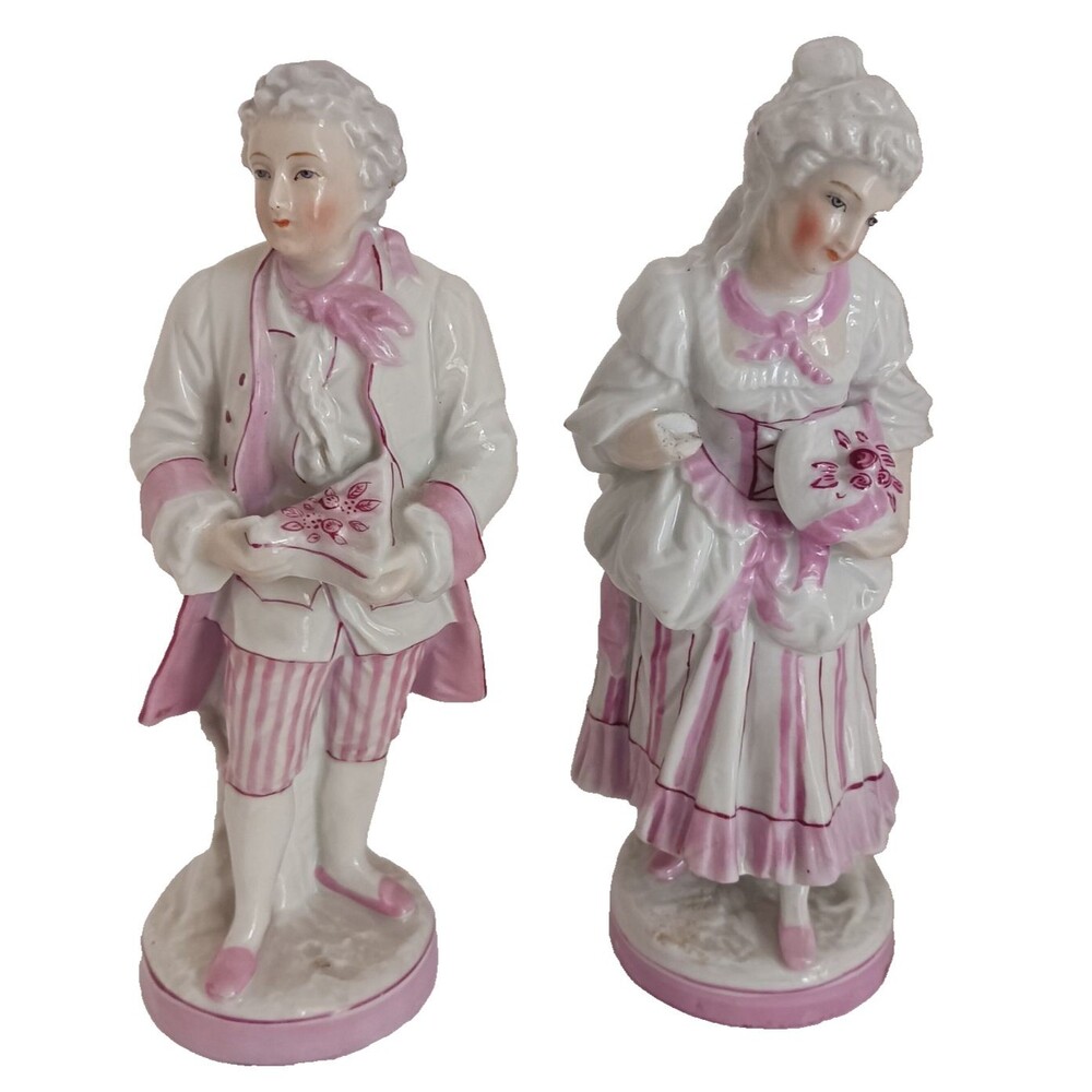 Vintage Germany Courting Porcelain Figurines Pair Pink Lord and Lady